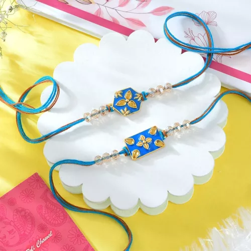 Twin Bluish Rakhi Celebration Set