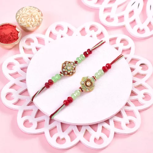 Elegant Duo: Traditional Floral Rakhis