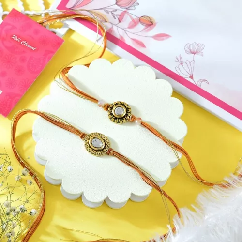 Dual Kundan Rakhi Celebration Set