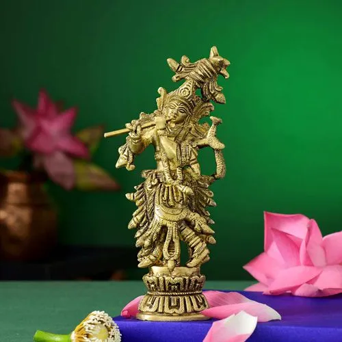 Unique Artisan Brass Krishna Idol