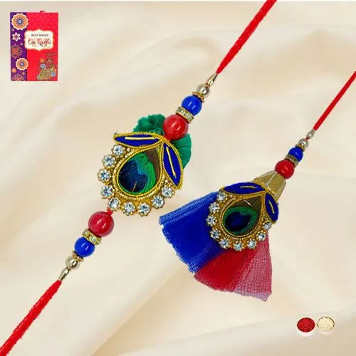 Rakhi India | Mayur Rakhi Set for Bhaiya Bhabhi | Free Shipping