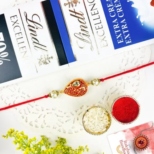 Lindtt Chocolate & Kundan Rakhi Combo