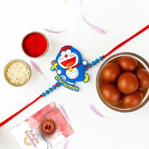 Joyful Doremon Rakhi & Gulab Jamun Set