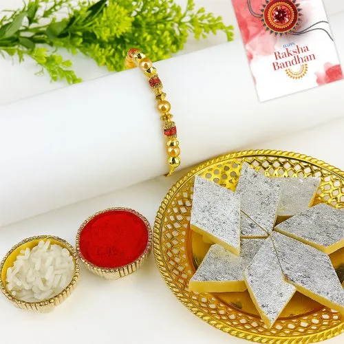 Charming Pearl Rakhi & Sweet Surprise