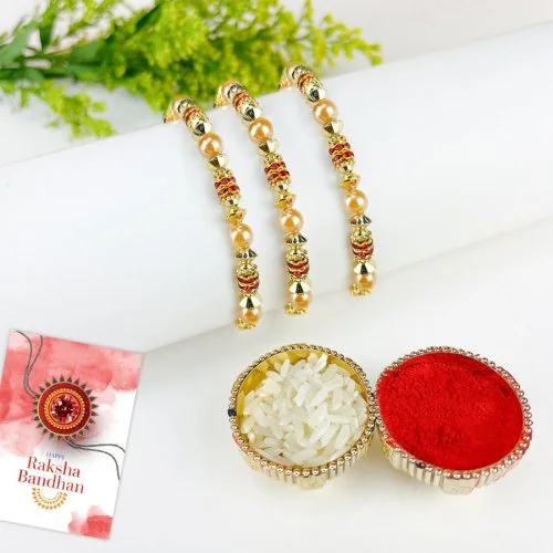 Classic Pearl Rakhi Gift Combo