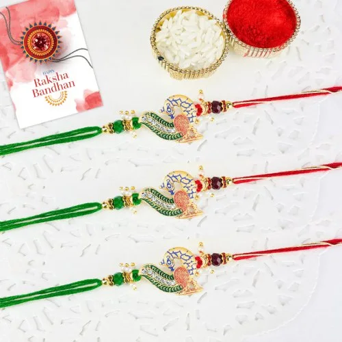 Majestic Peacock Rakhi Set