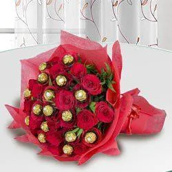 Premium Bouquet of Ferrero Rocher Chocolate with Roses