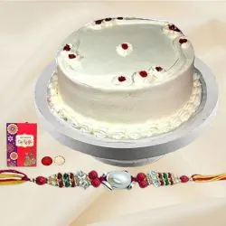 Delicious Combo of Vanilla Cake with Rakhi