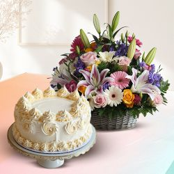 Shop for Vanilla Cake N Mixed Flowers Bouquet