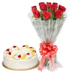 Shop for Pineapple Cake N Roses Bouquet
