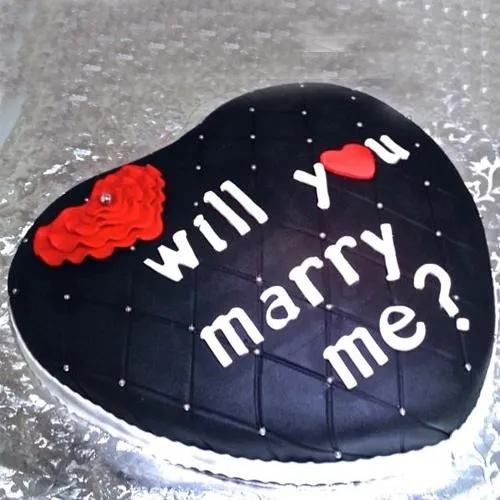 Chocolate-Coated Heart Shape Fondant Cake for Propose Day