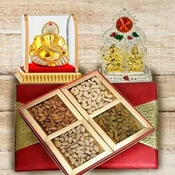 Shop for Dry Fruits Gift Box with Mandap and Vighnesh Ganesha Idol