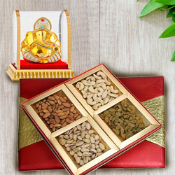 Mouth-Watering Mixed Dry Fruits Box with Ganesh Idol
