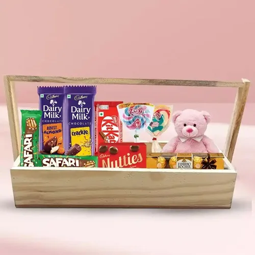 Delicious Happy New Year 2 line SMS Chocolate n 6 inch Teddy