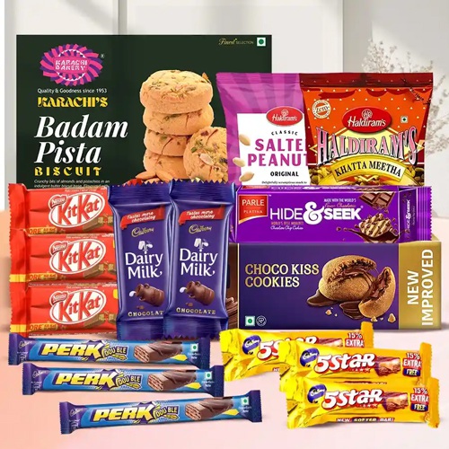 Delicious Chocolate N Snacks Hamper to India Free Shipping