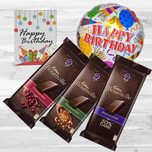 Delicious Cadbury Bournville Chocolate with Birthday Mylar Balloon