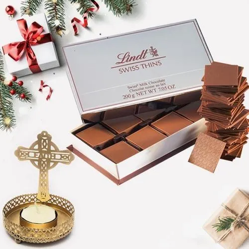 Lindt Chocolates with Cross Tea Light Holder N Decorations