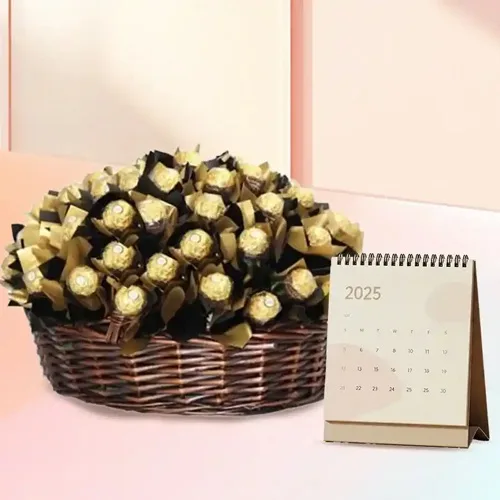 Delicious Ferrero Rocher Chocolates arranged in Basket