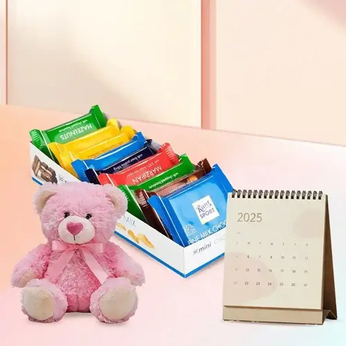 Marvelous Ritter Sport Chocos with 6 inch Teddy N Desk Calender