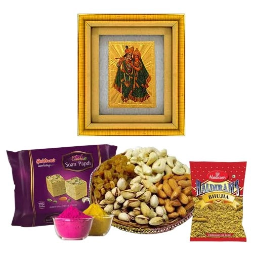 Wonderful Radha Krishna Photo Frame with Assortments Gift  Combo