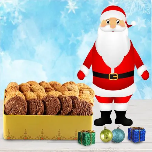 Stunning Cookie Extravaganza with Standing Santa Soft-Toy
