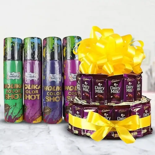 Exciting Cadbury Chocolates Tower with Water Colours for Holi