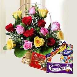 15 Mixed Roses with Assorted Cadburys Chocolates 15 Mixed Roses with Assorted Cadburys Chocolates