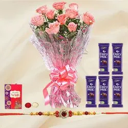 Marvelous Flowers with Cadburys Chocolates N Rakhi