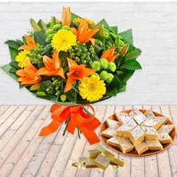 Book Online Seasonal Flowers with Kaju Barfi