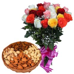 Book Online Mixed Roses and Assorted Dry Fruits Book Online Mixed Roses and Assorted Dry Fruits