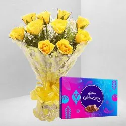 Shop for Yellow Roses Bouquet N Cadbury Celebrations