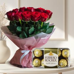 Luscious Ferrero Rocher N Lovely Red Roses Bouquet Luscious Ferrero Rocher N Lovely Red Roses Bouquet