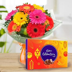 Happy Birthday Celebration Combo of Cadbury and Mixed Gerbera Bouquet Happy Birthday Celebration Combo of Cadbury and Mixed Gerbera Bouquet