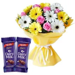 Deliver Cadbury and Mixed Flower Bouquet