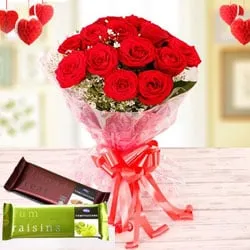 Shop for Bouquet of Red Roses with Chocolates