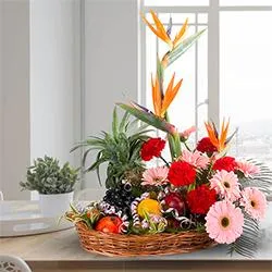 Order Fresh Fruits Basket and Mixed Flowers