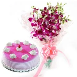 Shop for Cakes n Orchids Combo for Anniversary