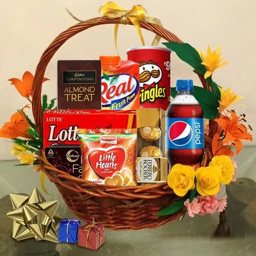 Lovely Christmas Carol Gift Basket with Fruit Juice