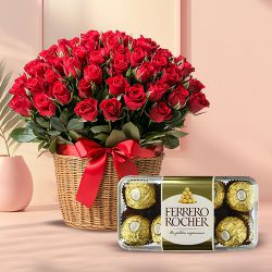 Order Red Roses Arrangement with Ferrero Rocher Chocolates