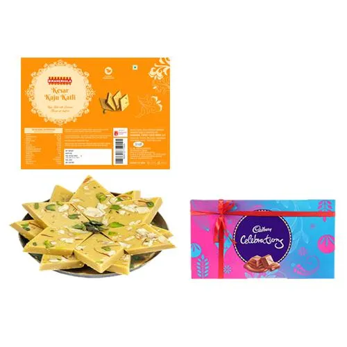 Bikanervalas Kaju Kesar Katli with Cadbury Celebration