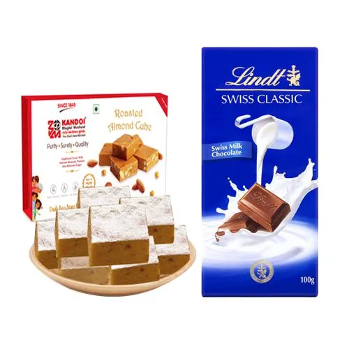 Roasted Almond Cube from Kandoi Bhogilal Mulchand with Lindt Excellence Chocolate Bar