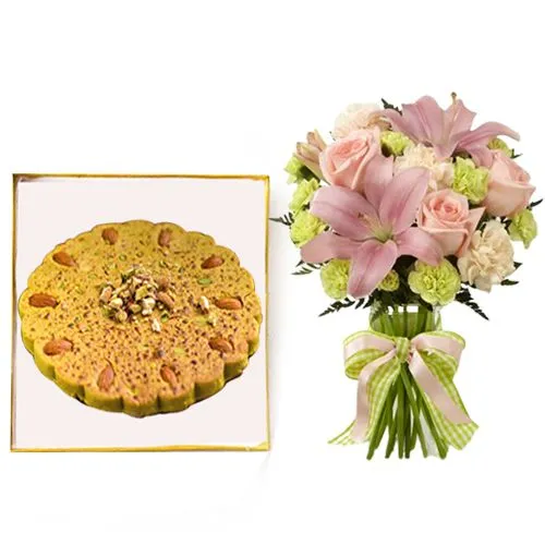 Badam Rotlo from Kandoi Bhogilal Mulchand with Flowers Bouquet