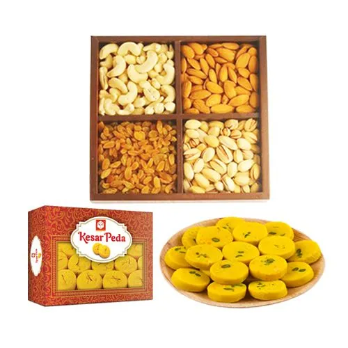 Kesar Mewa Peda from Mohanlals Mithaiwala with Mixed Dry Fruits