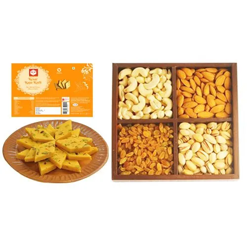 Kesar Kaju Katli from Mohanlals Mithaiwala with Assorted Dry Fruits
