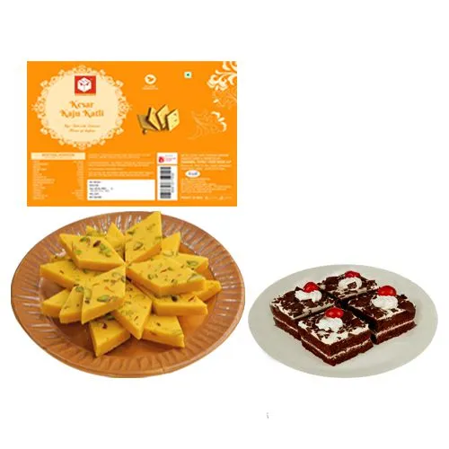 Kesar Kaju Katli from Mohanlals Mithaiwala with Chocolate Pastry