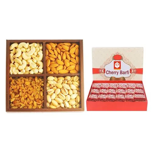 Cherry Barfi from Mohanlals Mithaiwala with Assorted Dry Fruits