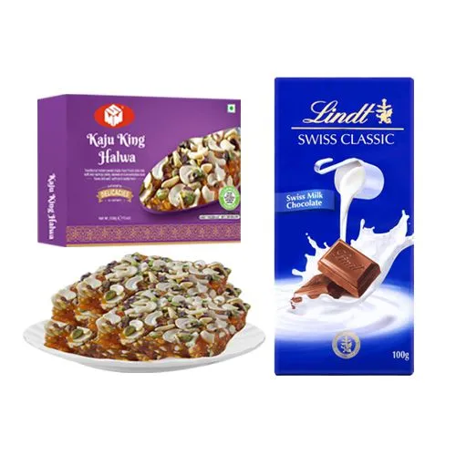 Kaju King Halwa from Mohanlals Mithaiwala with Lindt Excellence Chocolate Bar