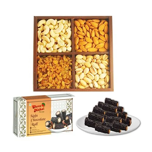 Kaju Choco Roll from Shree Mithai with Assorted Dry Fruits