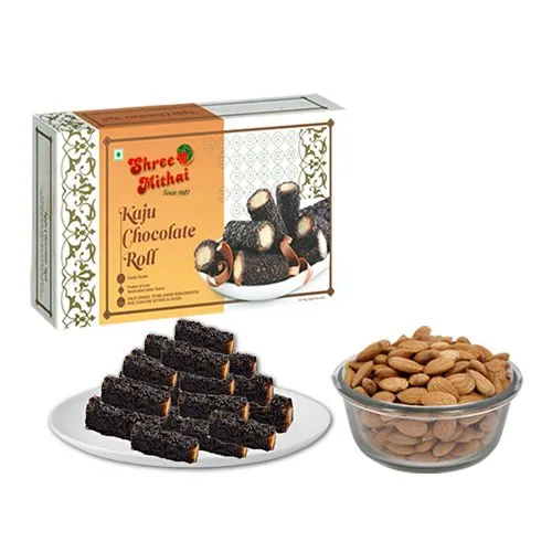 Kaju Choco Roll from Shree Mithai with Crunchy Almonds