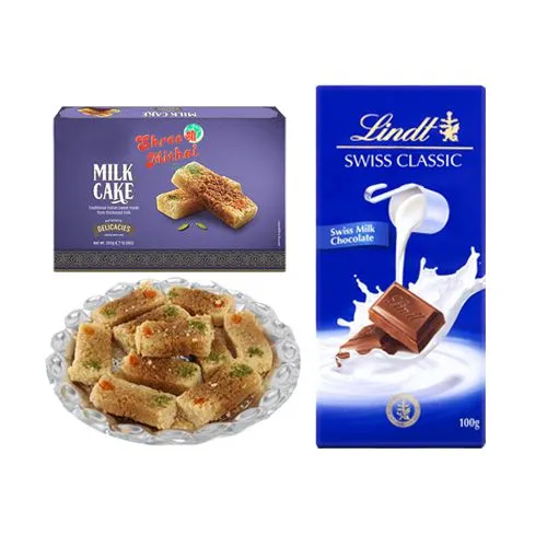 Milk Cake from Shree Mithai with Lindt Excellence Chocolate Bar